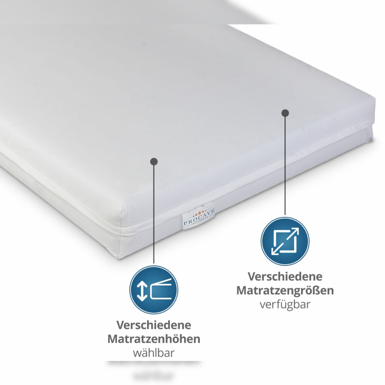 Pflegematratze mit Kaltschaumkern und wasserdichtem Bezug in Weiß