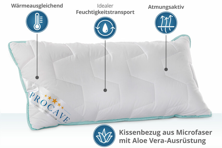 Nackenstützkissen Memory in 40x80cm mit AloeVera Kissenbezug