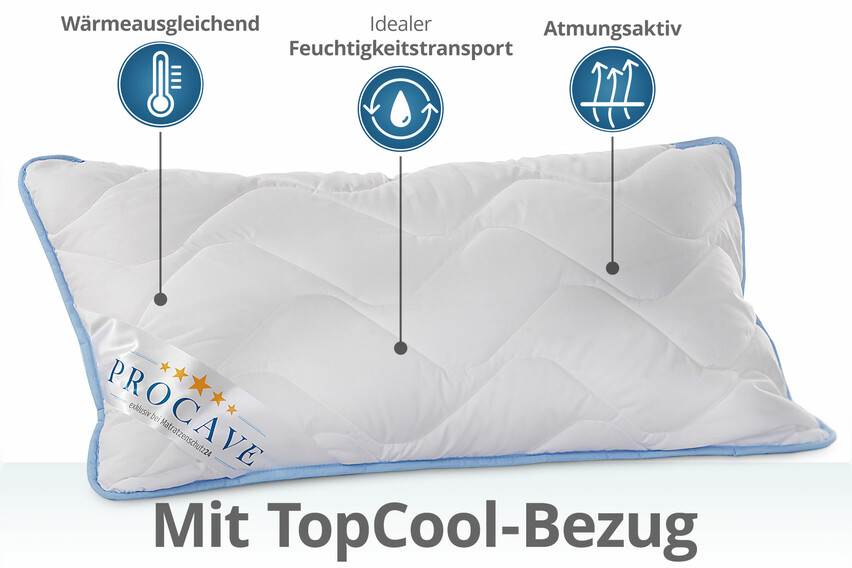 Nackenstützkissen GELSCHAUM in 40x80cm mit Top-Cool Kissenbezug