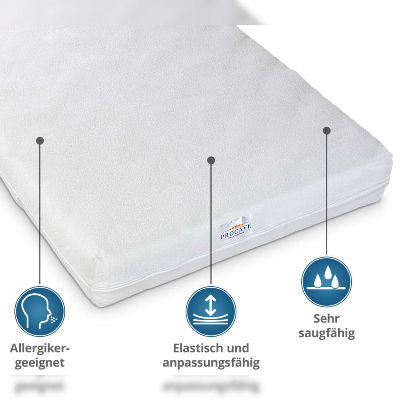 unversteppter Matratzenbezug Frottee-Stretch in weiß