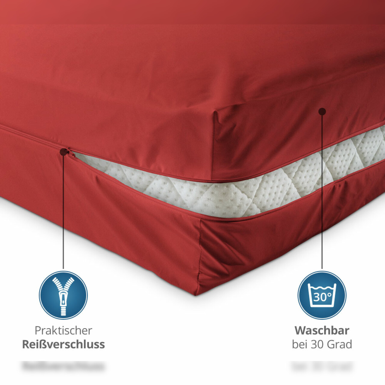 Unversteppter Matratzenbezug in Rot
