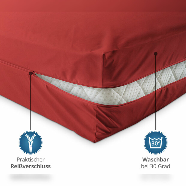 Unversteppter Matratzenbezug in Rot