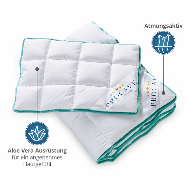 Kinderbetten-Set Aloe Vera mit Kissen 40x60cm und Steppbett 100x135cm