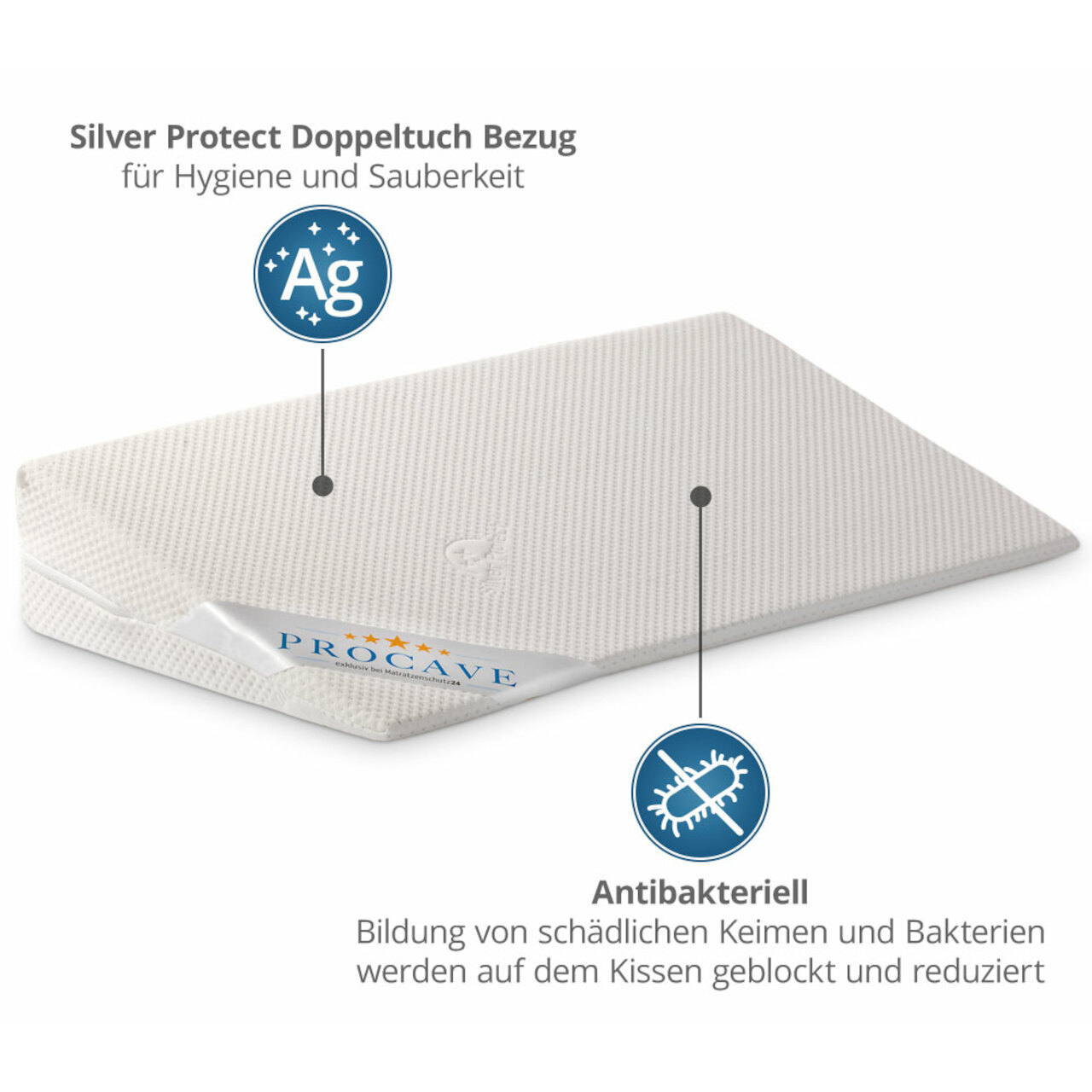 Bettkeil mit Bezug aus Silver Protect-Doppeltuch