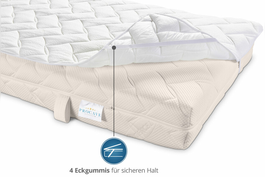 Matratzenauflage verstepptes Lyocell-Doppeltuch mit 4 Eckgummis