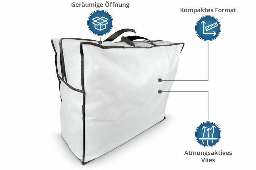 Aufbewahrungstasche mit Reißverschluss für Bettdecken & Kissen