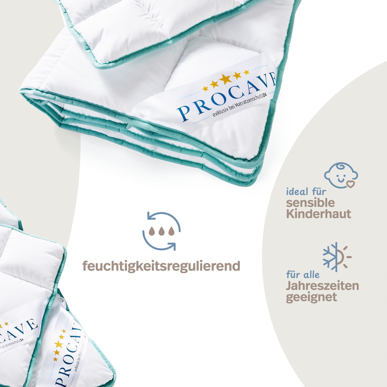 Kinderbetten-Set Aloe Vera mit Kissen 40x60cm und Steppbett 100x135cm