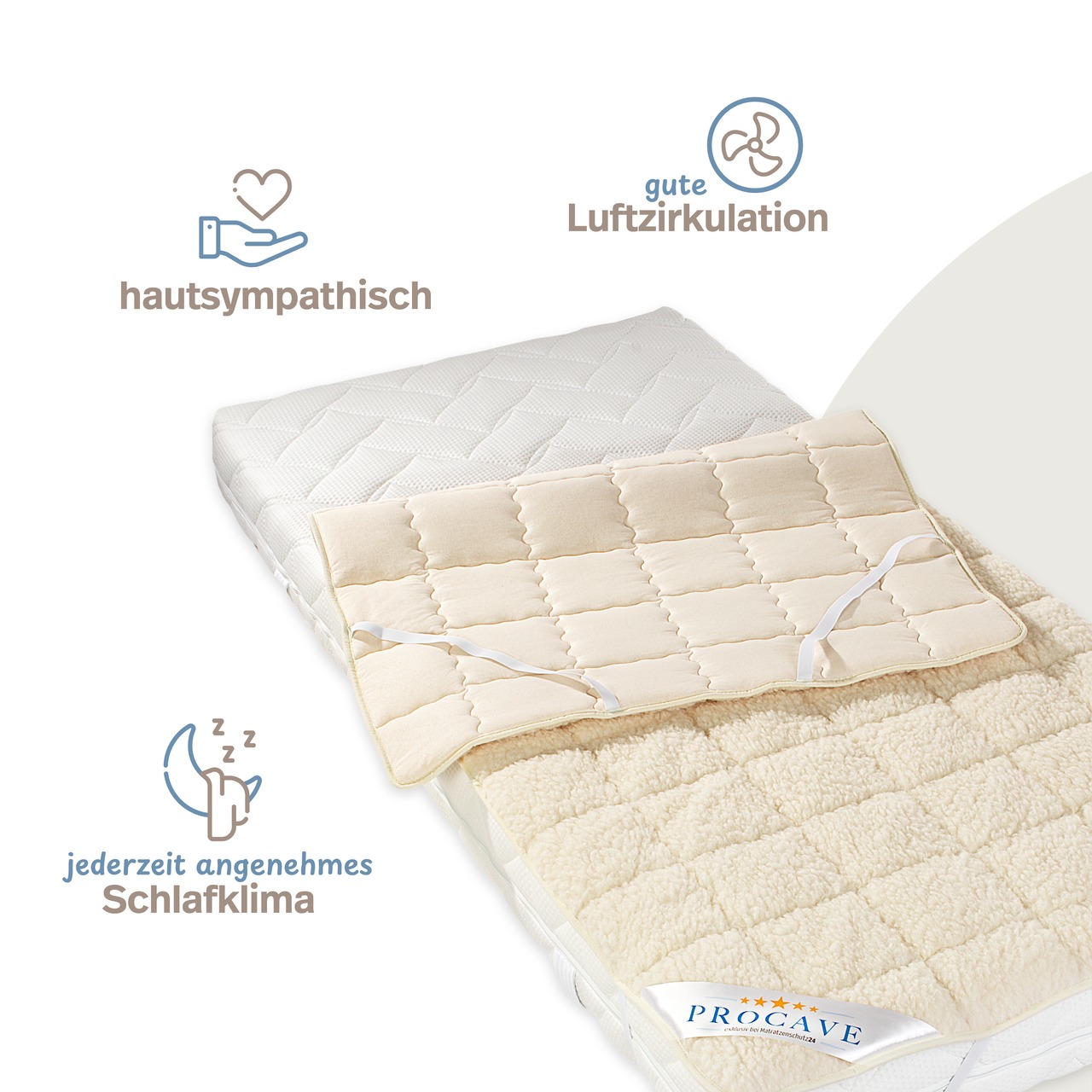 Matratzenschoner NATUR Lammflor