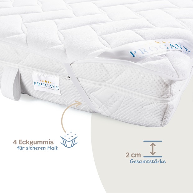 Matratzenauflage verstepptes Frottee-Doppeltuch mit 4 Eckgummis