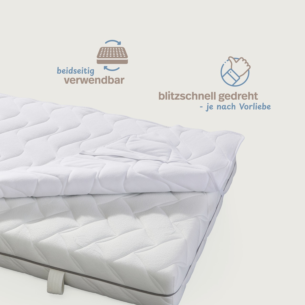 leichtes Wendeunterbett Frottee Baumwolle mit 4 Eckgummis