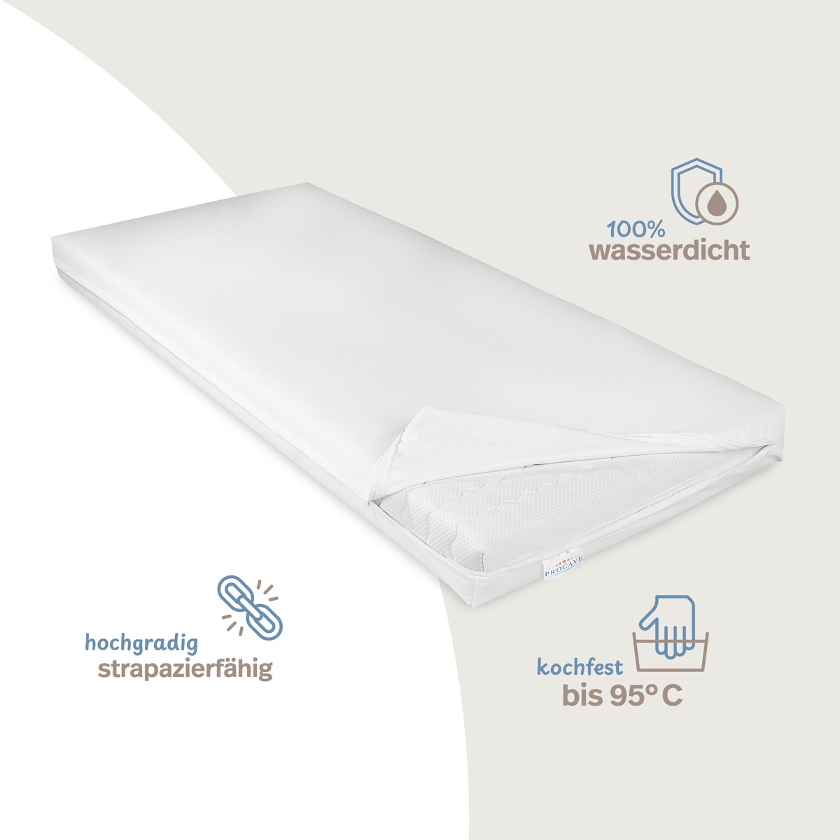 PROCAVE wasserdichter Matratzenbezug wei&szlig; Rei&szlig;verschluss &mdash;