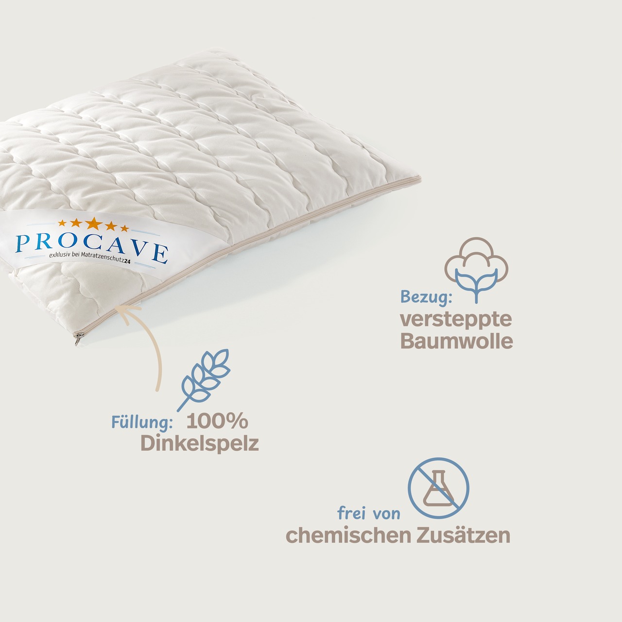 Dinkelkissen mit waschbarem Bezug aus Baumwolle