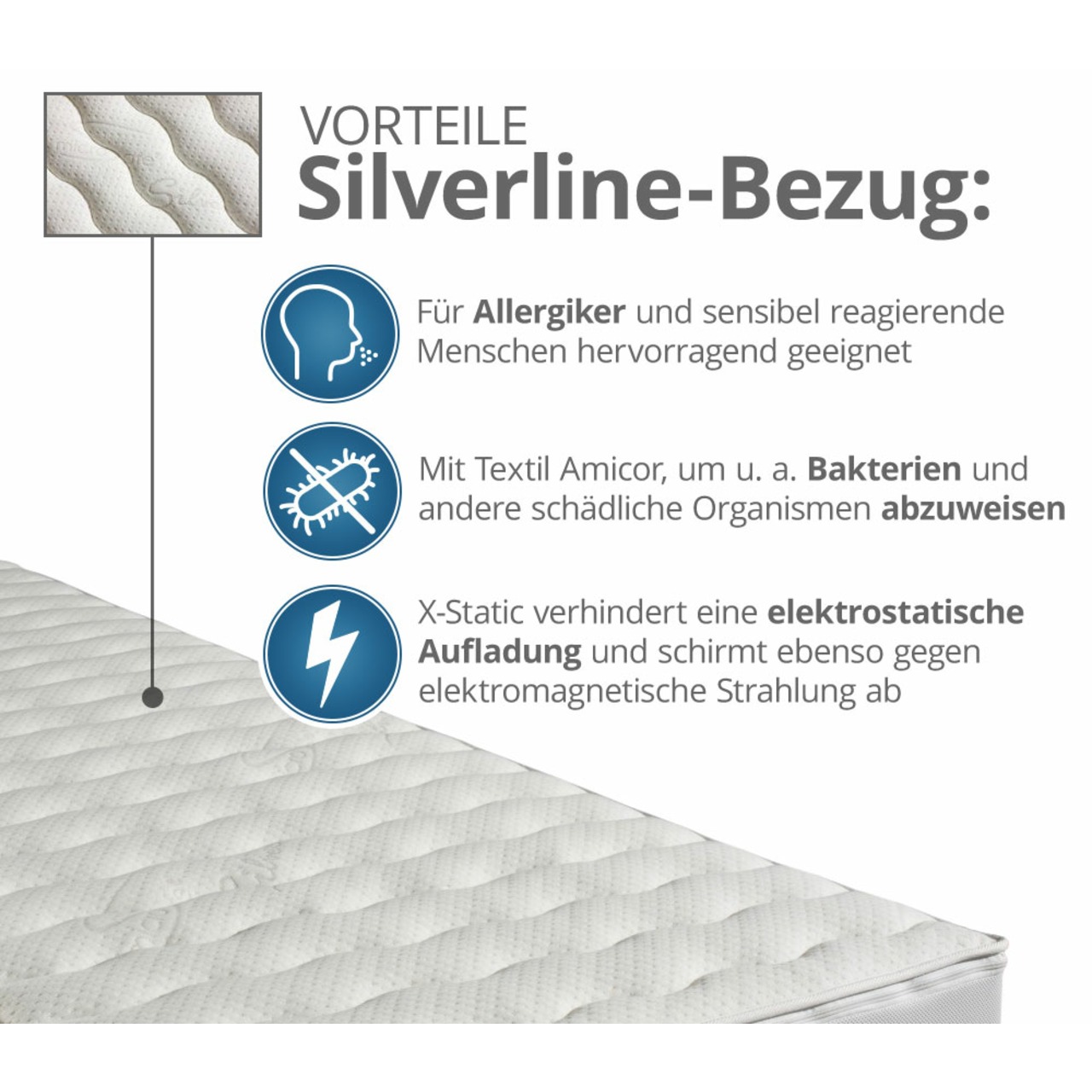Luxusviscomatratze TR mit Silverline-Bezug