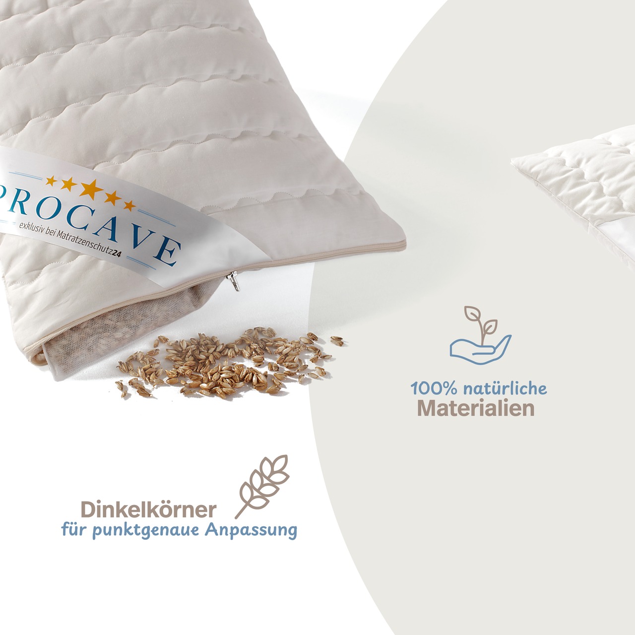 Dinkelkissen mit waschbarem Bezug aus Baumwolle