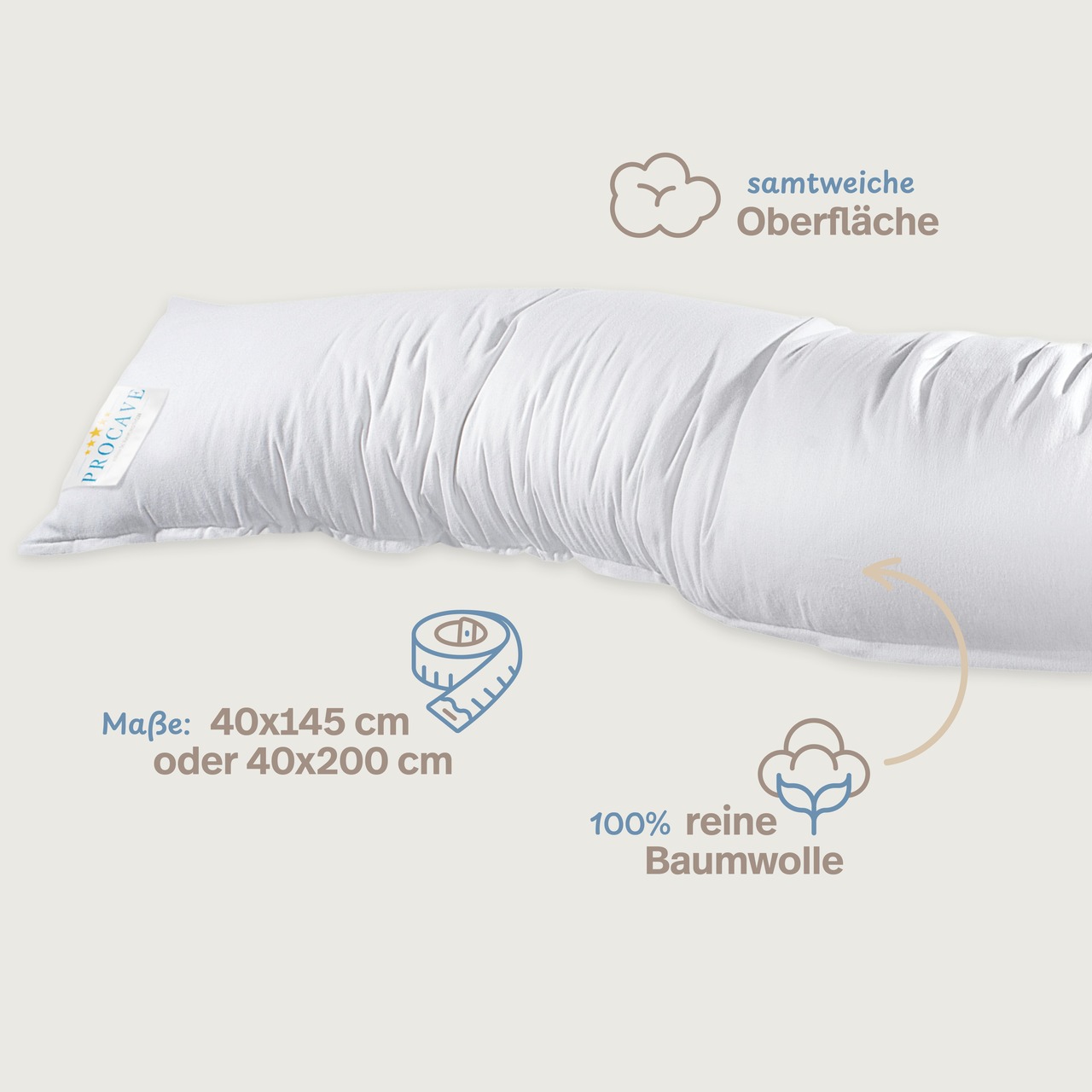 Feinflanell Schutzbezug für Seitenschläferkissen aus Baumwolle