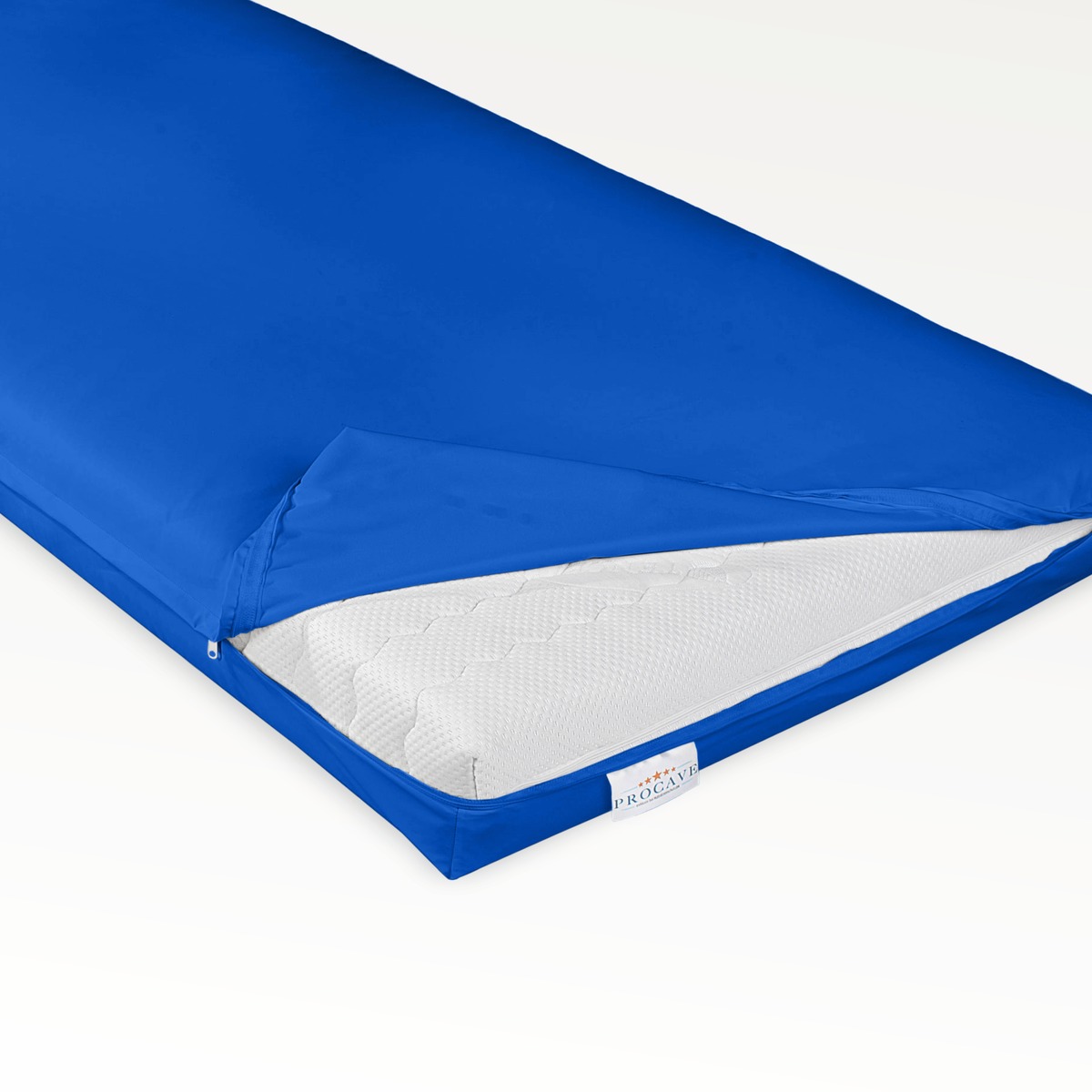 PROCAVE wasserdichter Matratzenbezug blau offen &mdash; Produktfreisteller