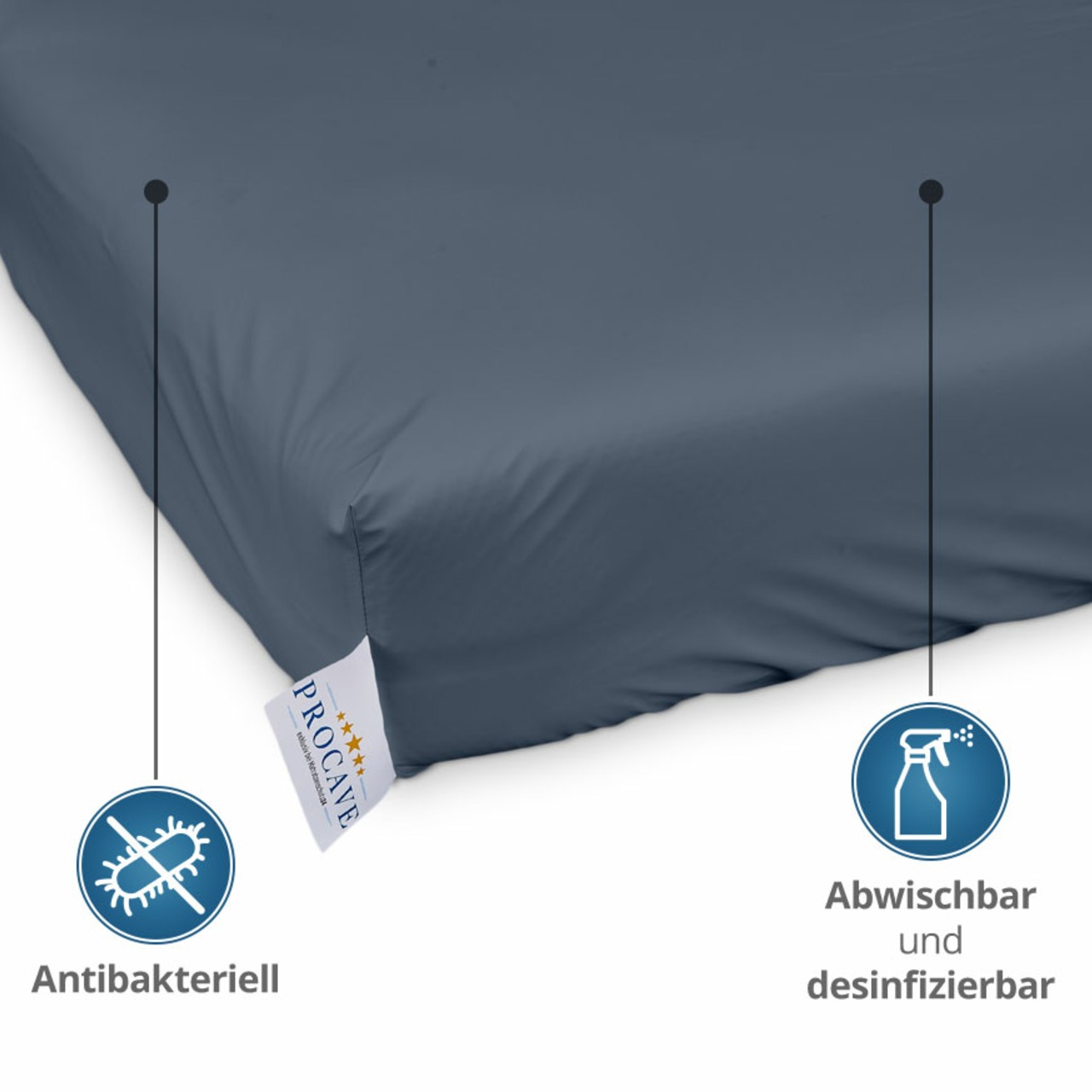 Wasserdichtes Spannbettlaken abwischbar in Dunkelblau