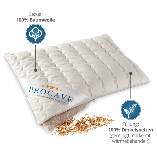 Dinkelkissen mit waschbarem Bezug aus Baumwolle