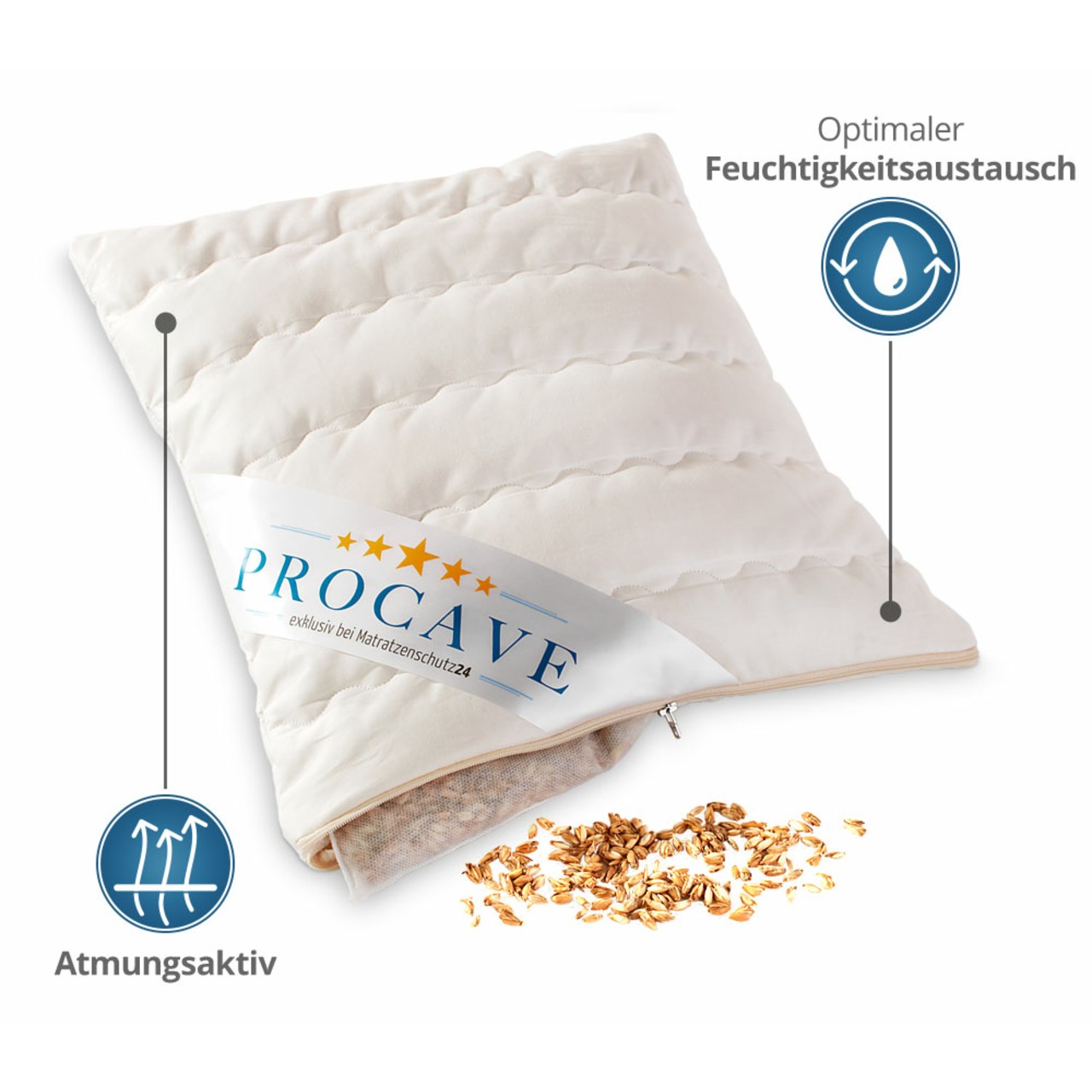 Dinkelkissen mit waschbarem Bezug aus Baumwolle