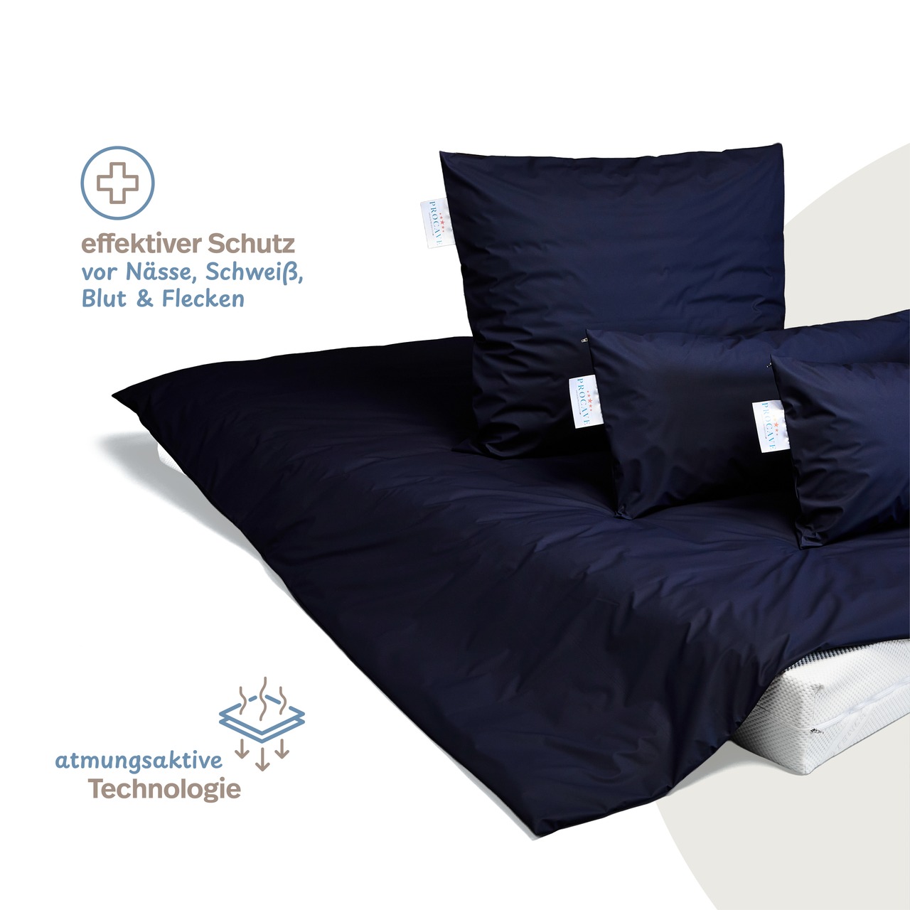 wasserdichter Inkontinenz Bettdeckenbezug abwischbar in dunkelblau