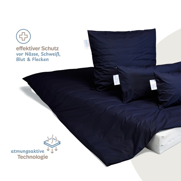 wasserdichter Inkontinenz Bettdeckenbezug abwischbar in dunkelblau