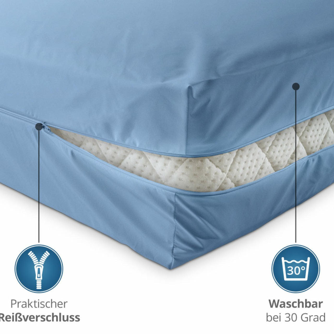 Unversteppter Matratzenbezug in Hellblau