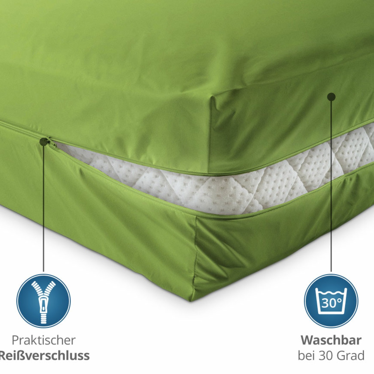 Unversteppter Matratzenbezug in Apfelgrün