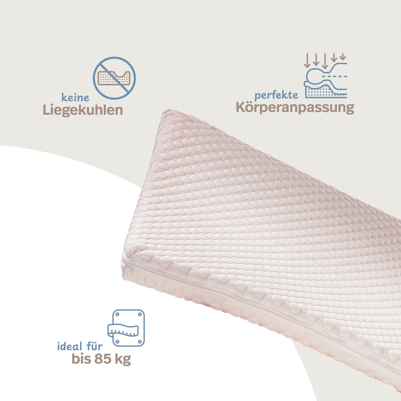 Gelschaum Matratzen-Topper mit Noppen-Doppeltuch-Matratzenbezug