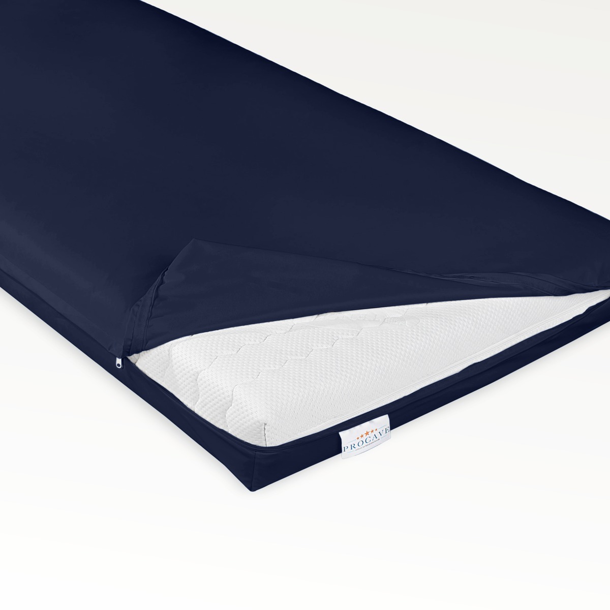 PROCAVE wasserdichter Matratzenbezug dunkelblau offen &mdash; Produktfreisteller