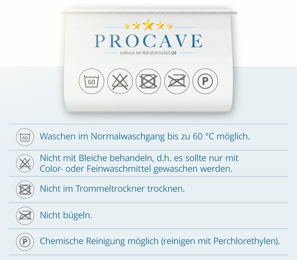 Waschsymbole Matratzenauflage Lyocell