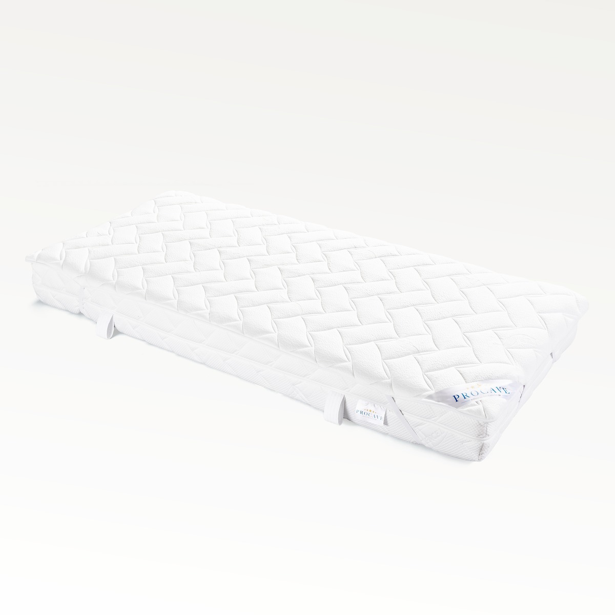 PROCAVE Matratzenauflage AloeVera-Doppeltuch &mdash; Produktfreisteller mit sichtbaren Eckgummis und Wellensteppung