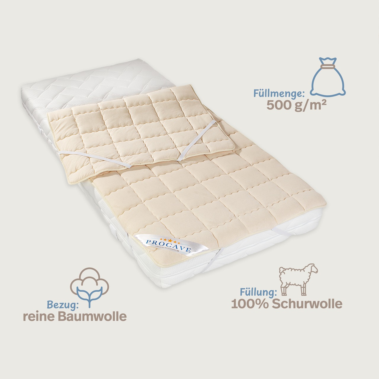 Matratzenschoner NATUR Schurwolle
