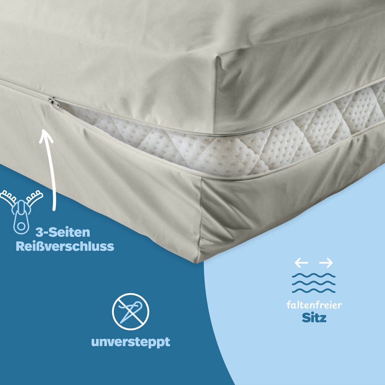 unversteppter Matratzenbezug grau