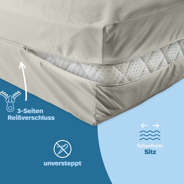 unversteppter Matratzenbezug grau