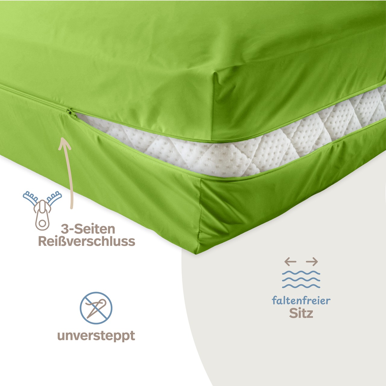 unversteppter Matratzenbezug apfelgrün