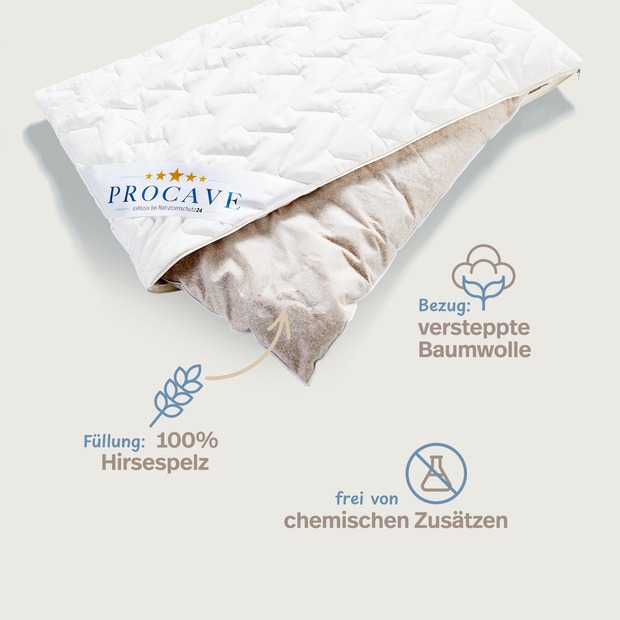 Hirsekissen mit waschbarem Bezug aus Baumwolle