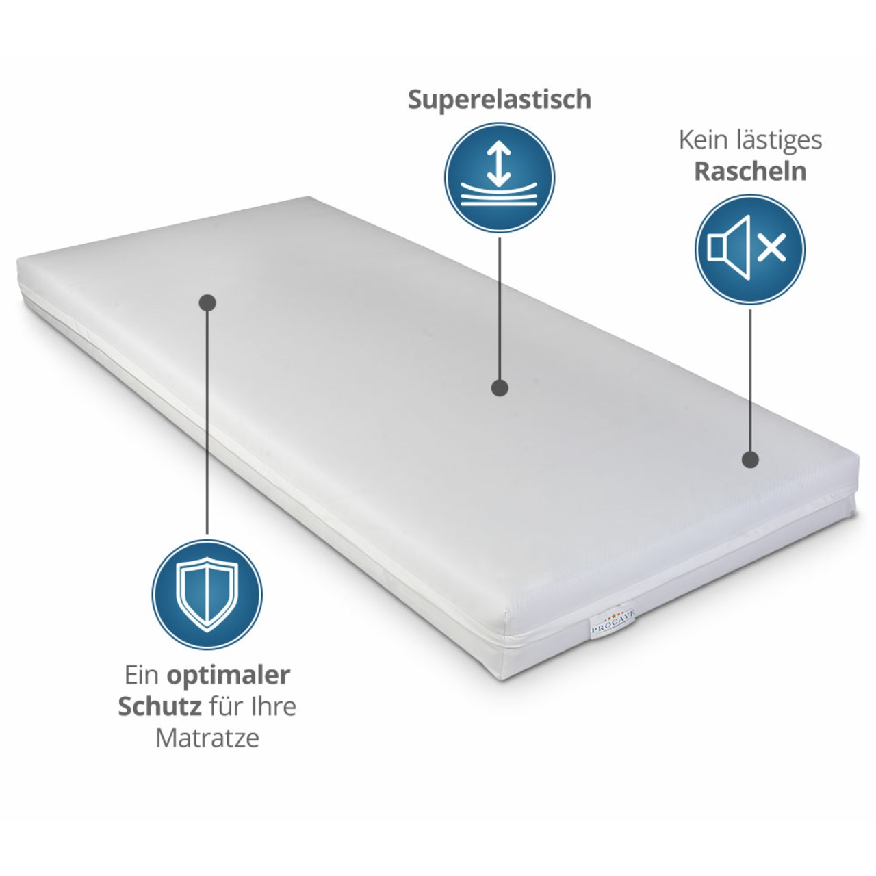Wasserdichter Matratzenbezug in weiß