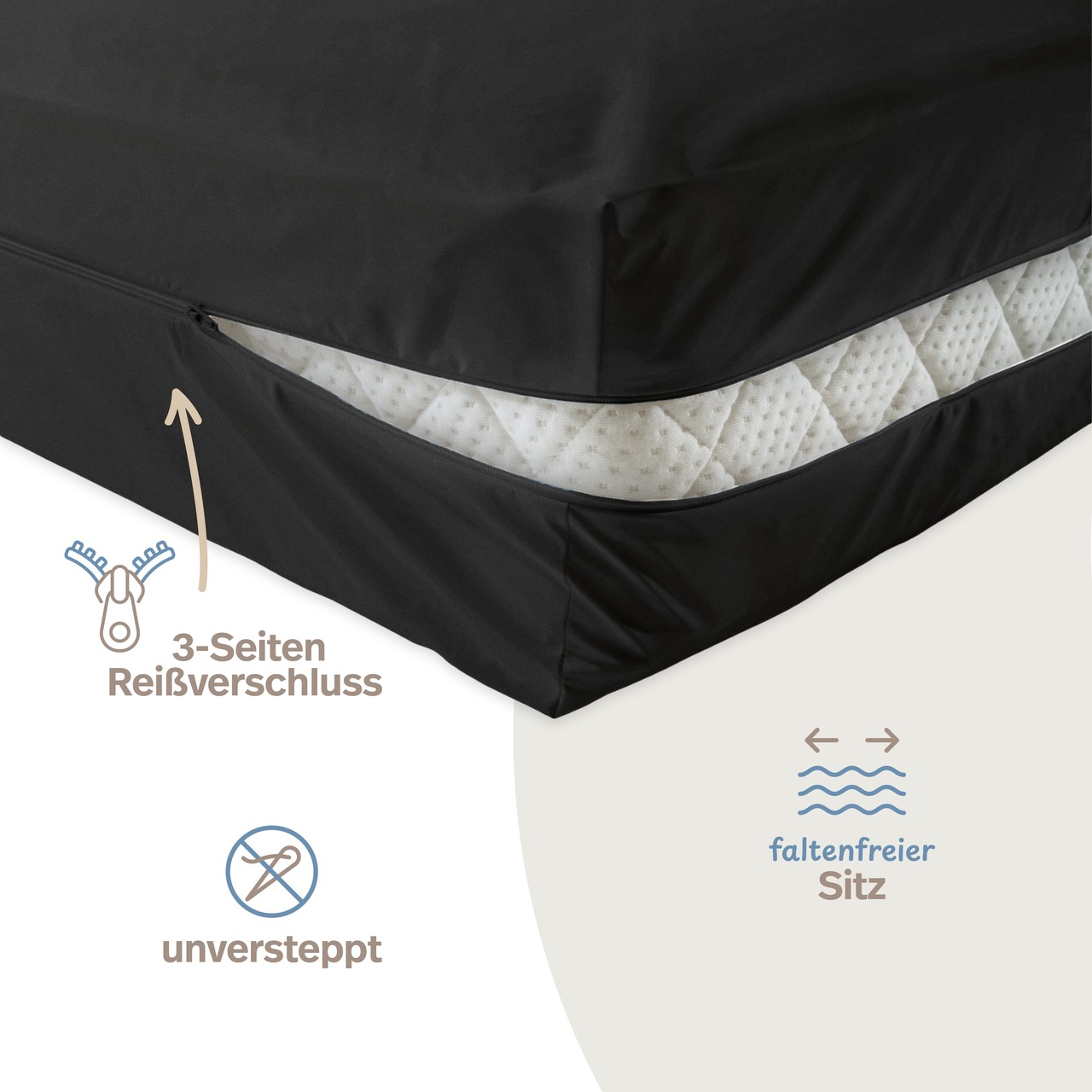 unversteppter Matratzenbezug schwarz