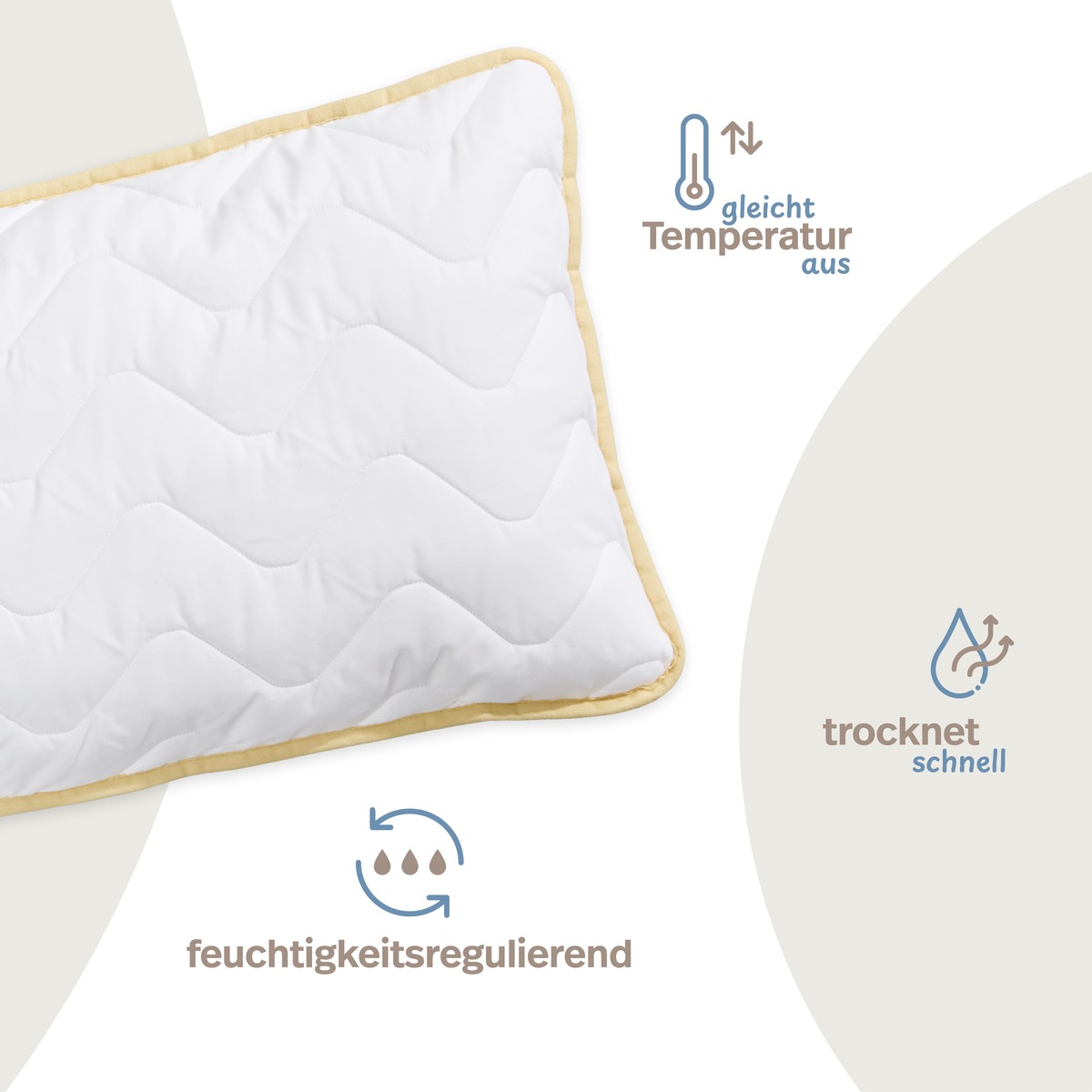 PROCAVE Tencel Qualit&auml;ts-Kopfkissen Infografik &mdash; gleicht Temperatur aus, feuchtigkeitsregulierend, trocknet schnell