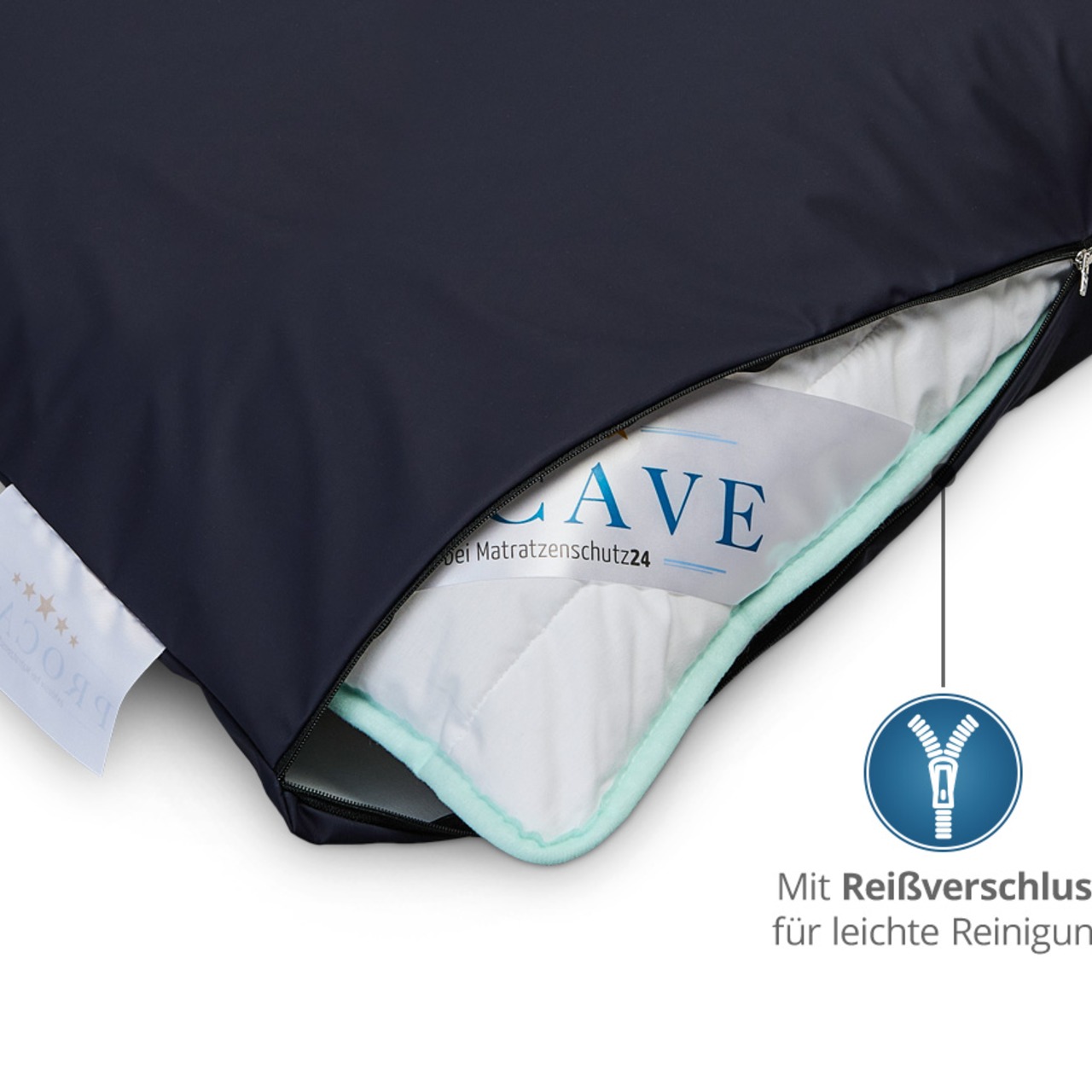 wasserdichter Inkontinenz Bettdeckenbezug abwischbar in dunkelblau