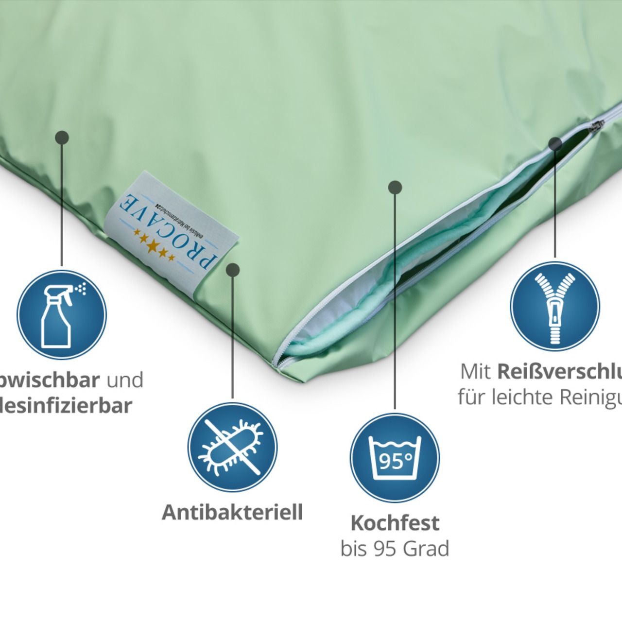 wasserdichter Kissenbezug abwischbar in grün