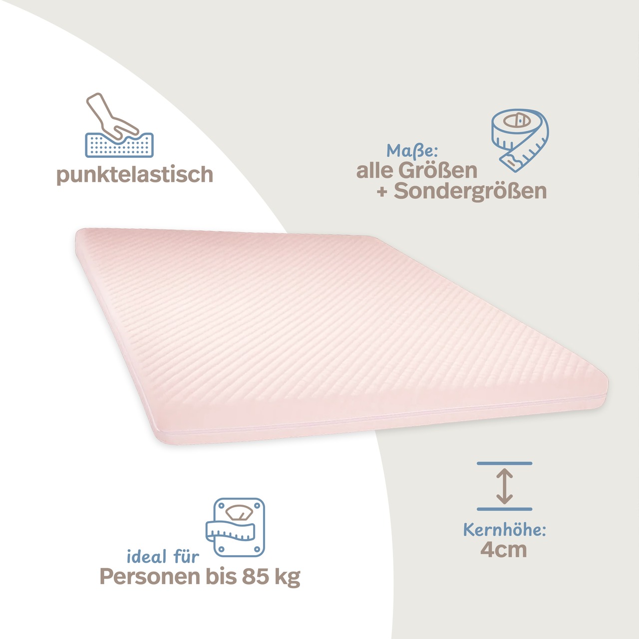 Gelschaum Matratzen-Topper mit Noppen-Doppeltuch-Matratzenbezug