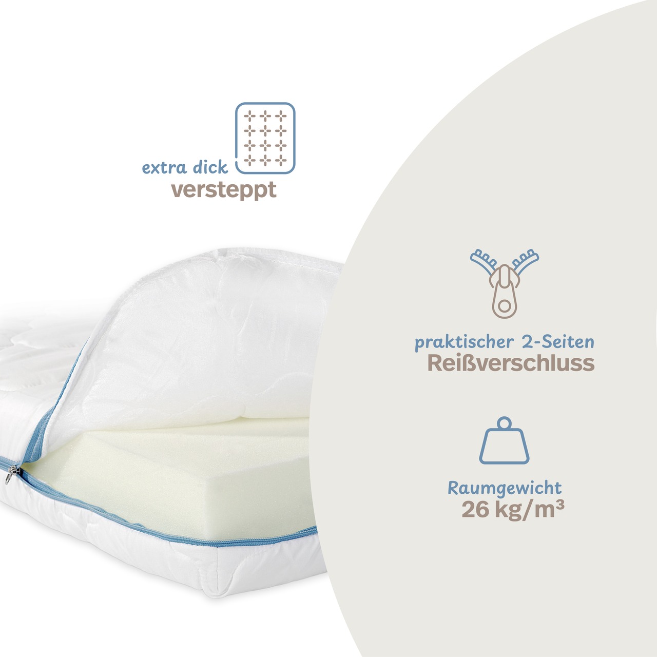 Kindermatratze mit verstepptem TopCool-Matratzenbezug