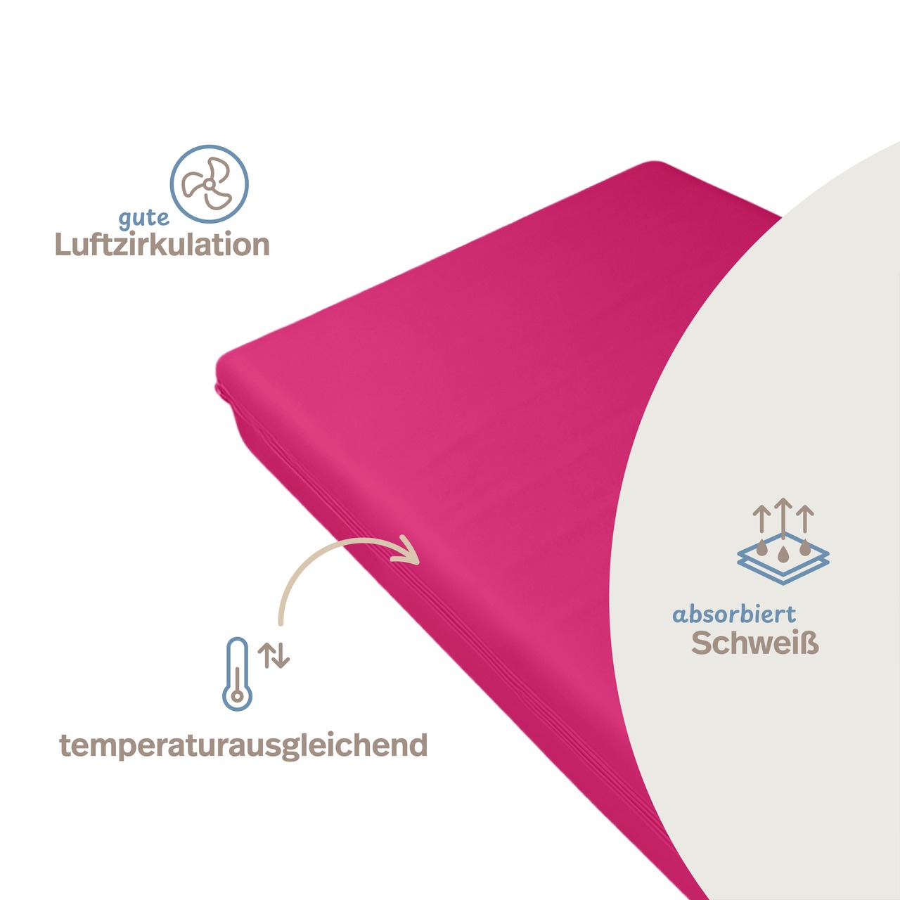 unversteppter Matratzenbezug pink