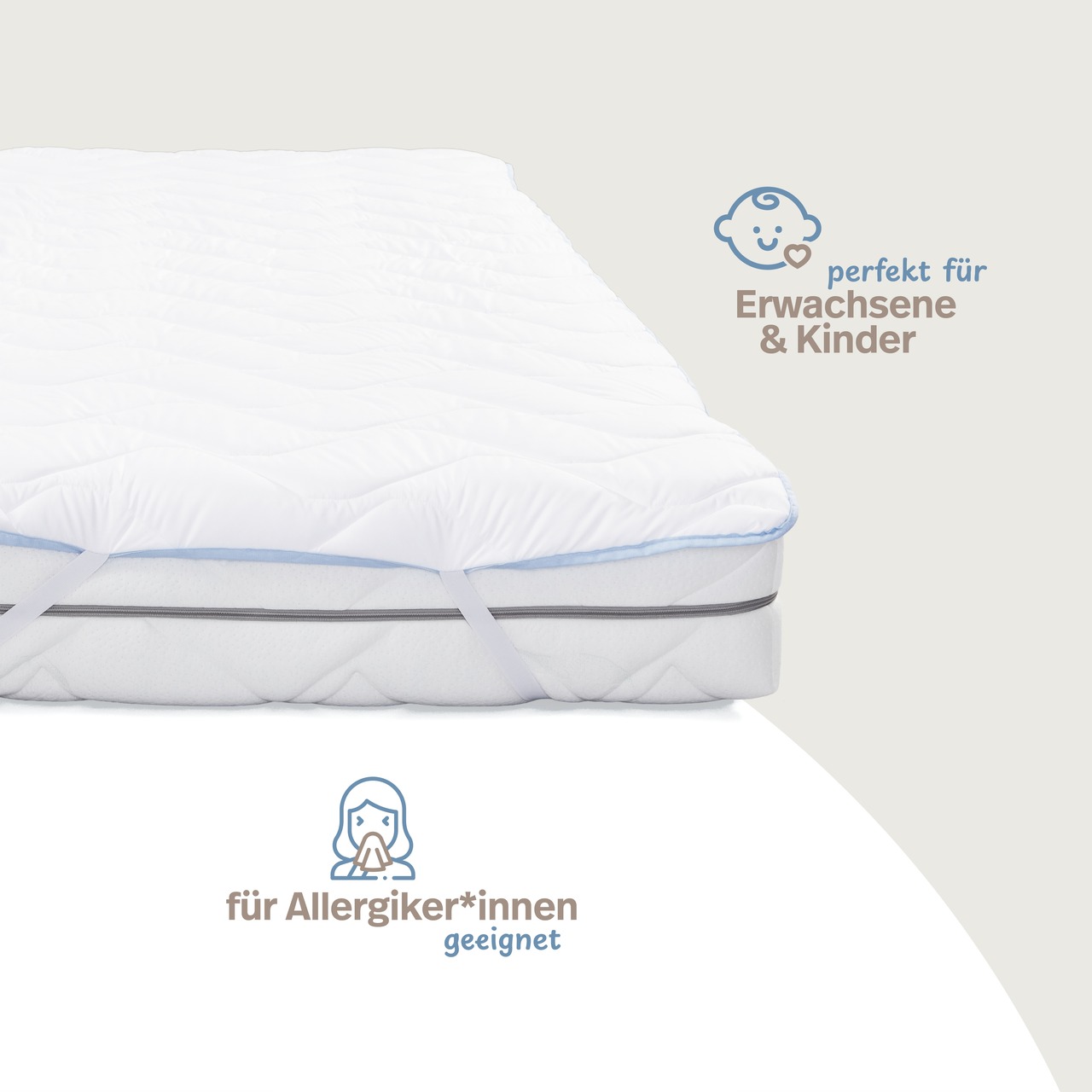 leichtes Unterbett TopCool mit 4 Eckgummis