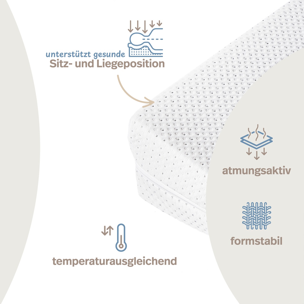 Bettkeil mit Bezug aus Silver Protect-Doppeltuch