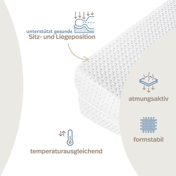 Bettkeil mit Bezug aus Silver Protect-Doppeltuch