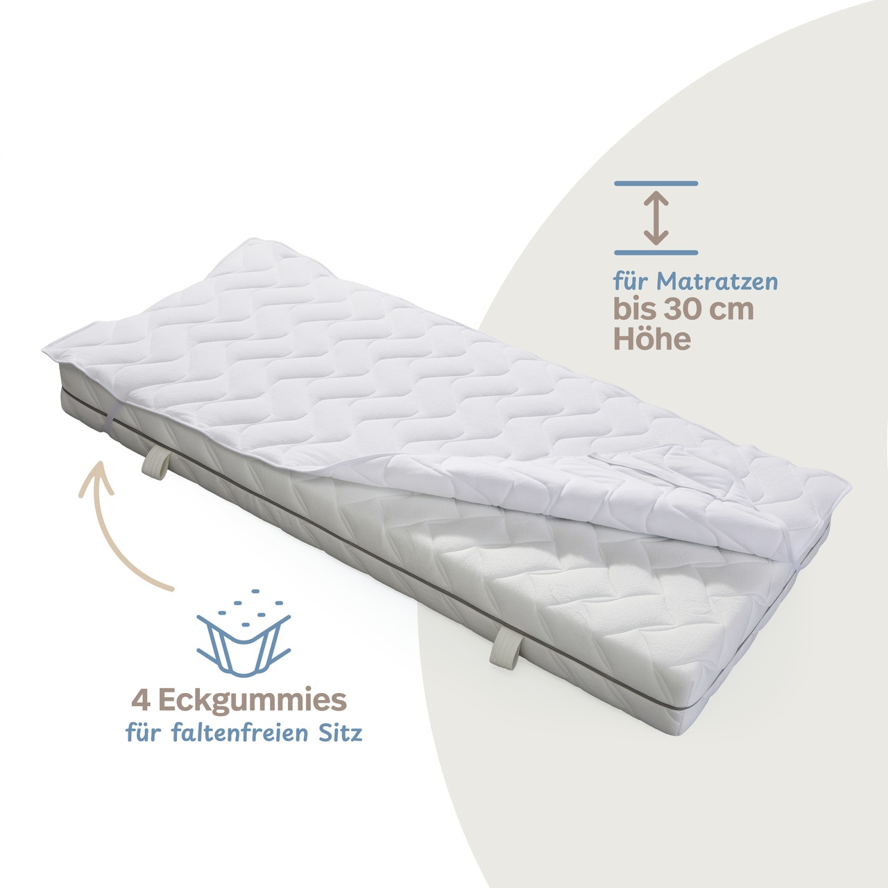 leichtes Wendeunterbett Frottee Baumwolle mit 4 Eckgummis
