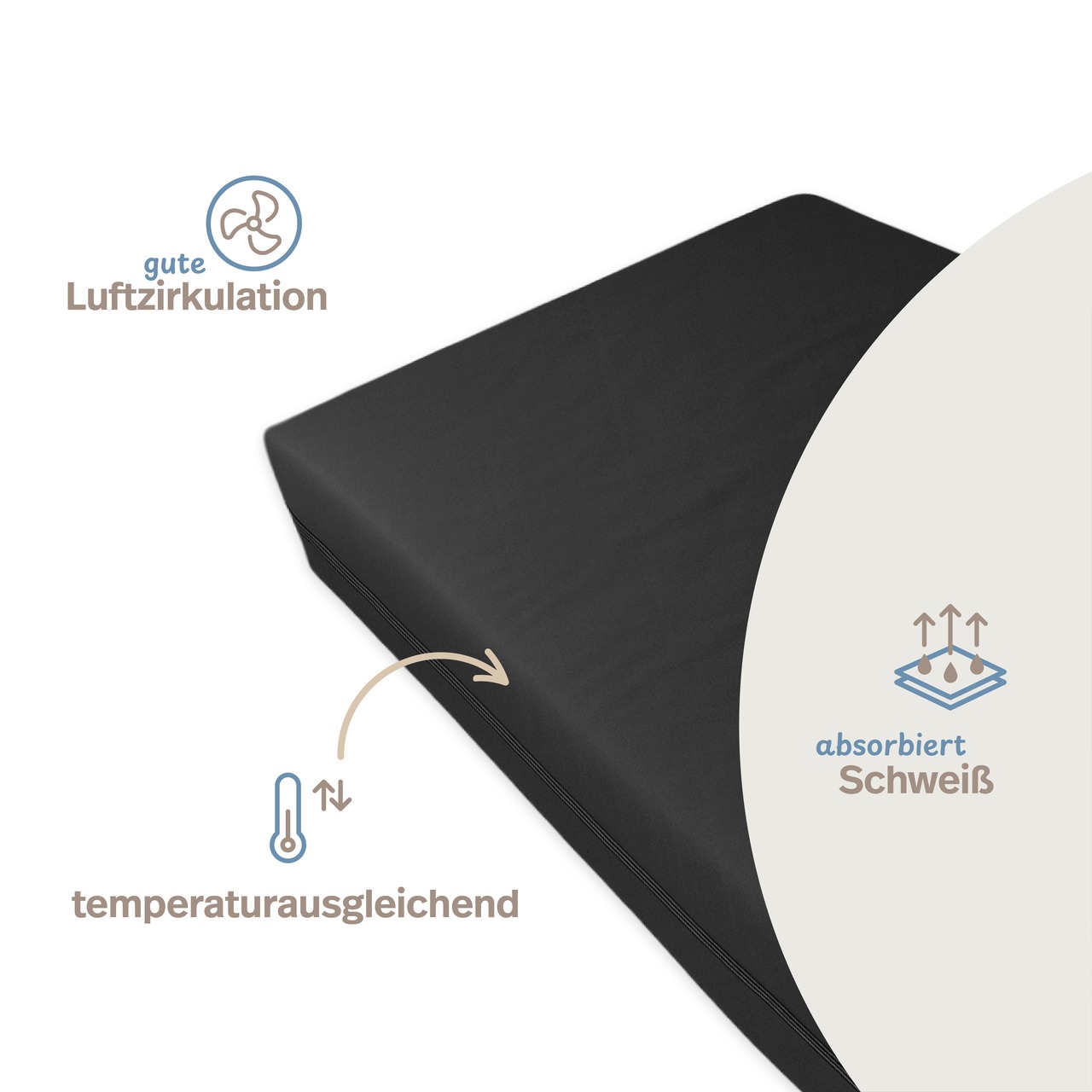 unversteppter Matratzenbezug schwarz