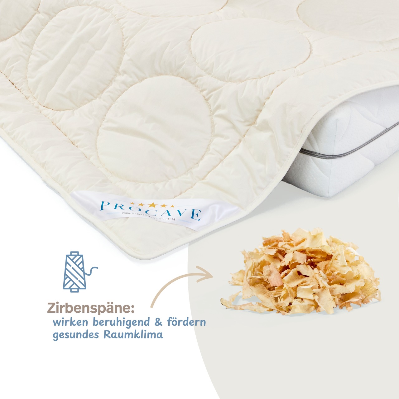 NATUR Schurwolle Ganzjahresdecke mit Zirben-Späne